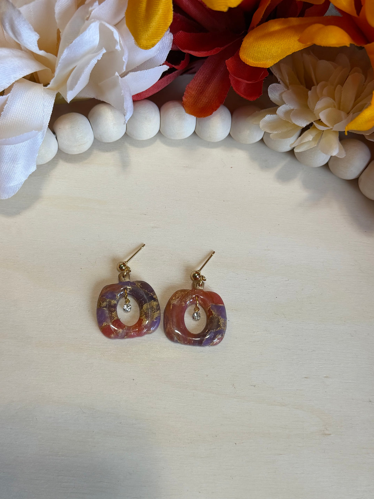 Autumn Gemstone Pumpkin Dangles