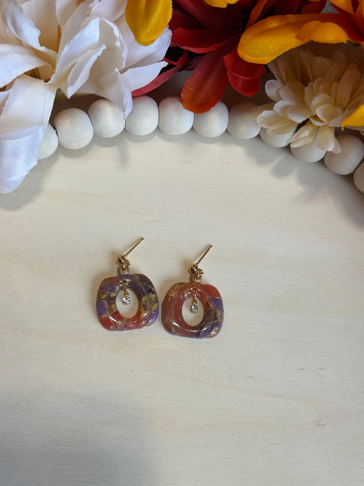 Autumn Gemstone Pumpkin Dangles