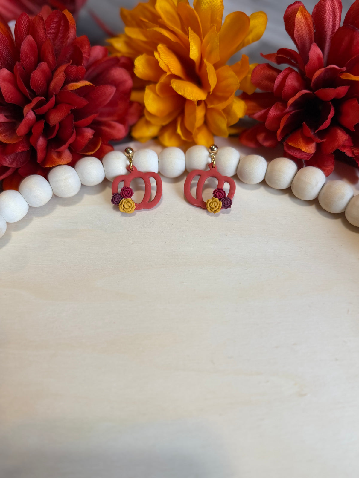 Autumn Rose Pumpkin Dangles