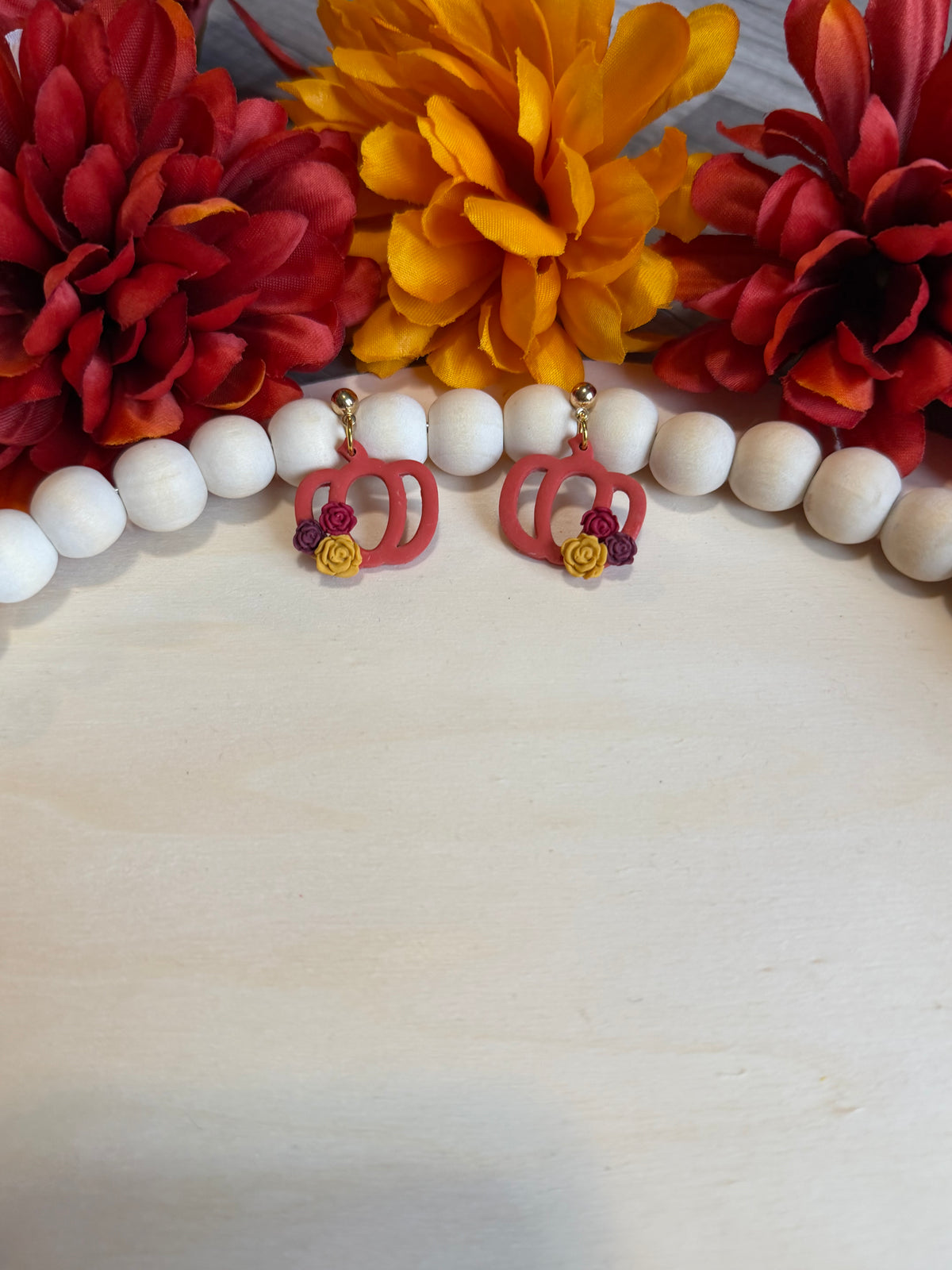 Autumn Rose Pumpkin Dangles