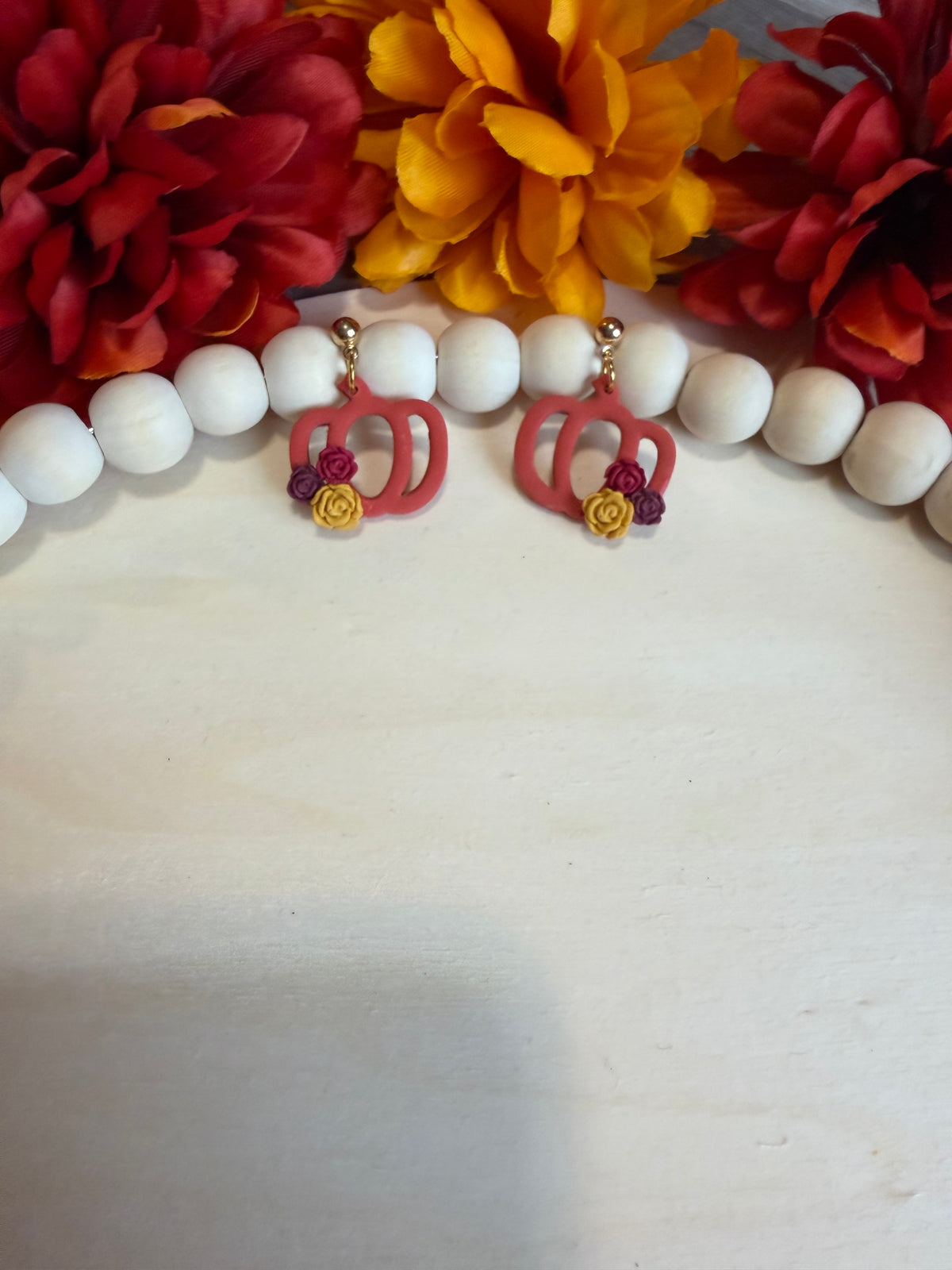 Autumn Rose Pumpkin Dangles
