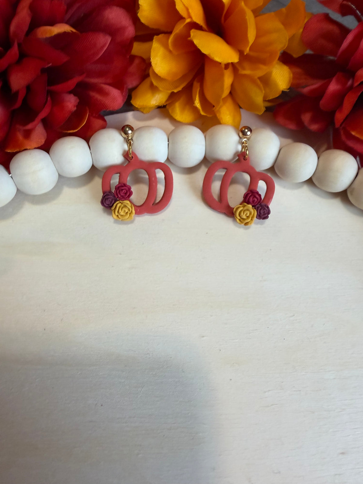 Autumn Rose Pumpkin Dangles
