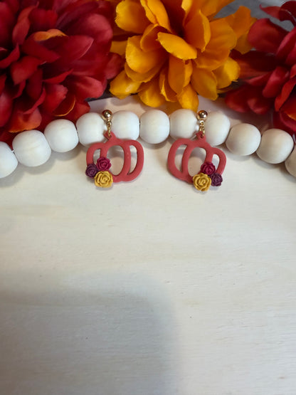 Autumn Rose Pumpkin Dangles
