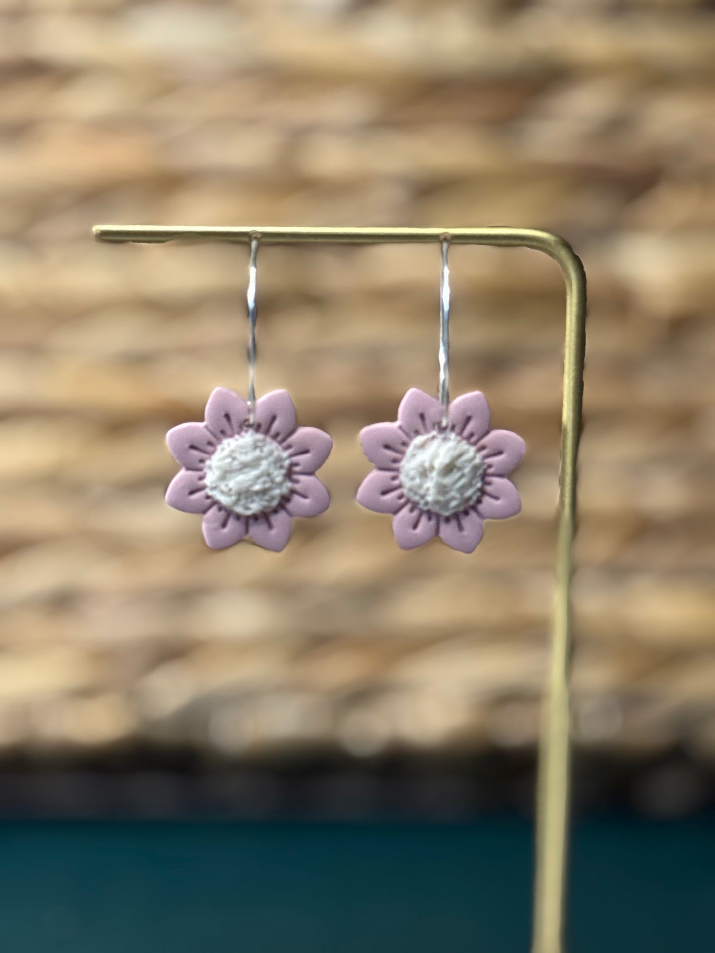 Pink Flower Hoops