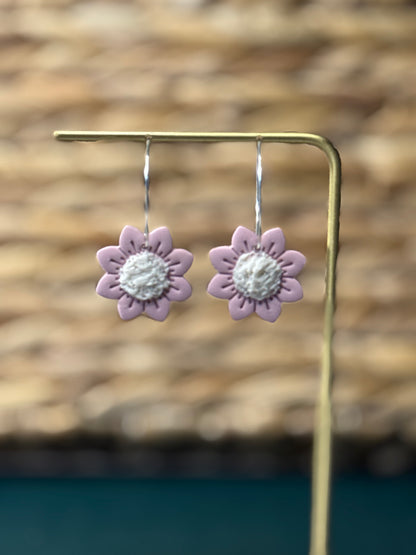 Pink Flower Hoops
